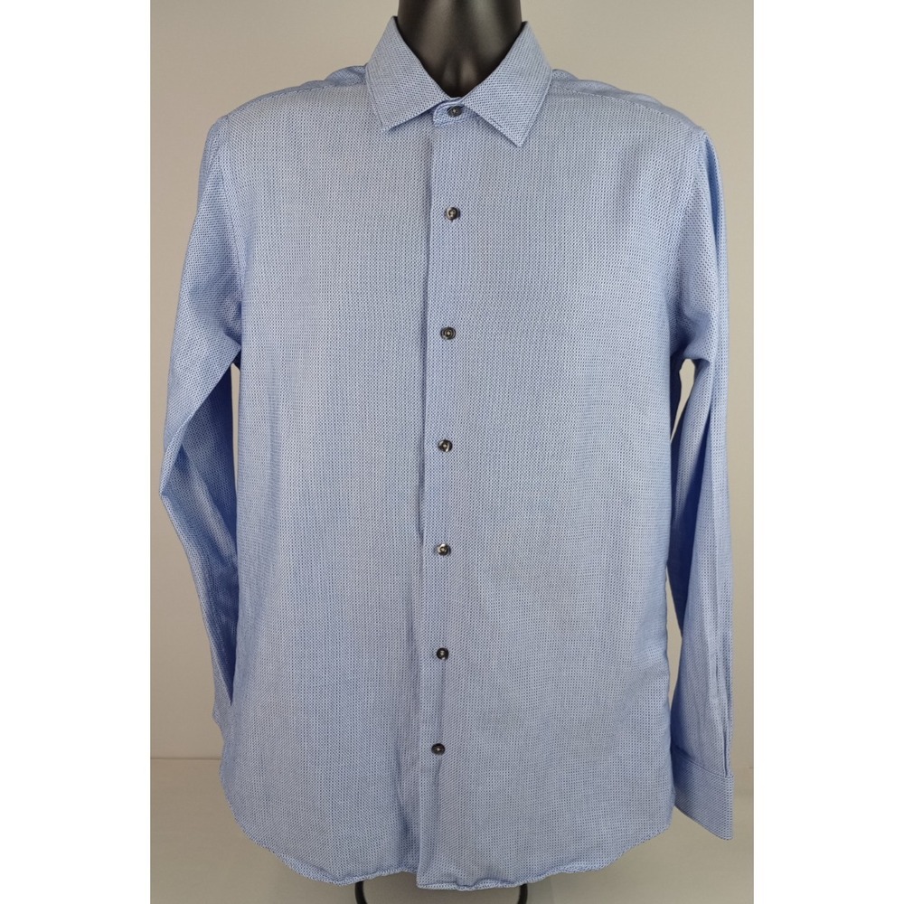 Mark Anthony Mens 16.5/34 Blue High Quality Button Down Long Sleeve Dress Shirt